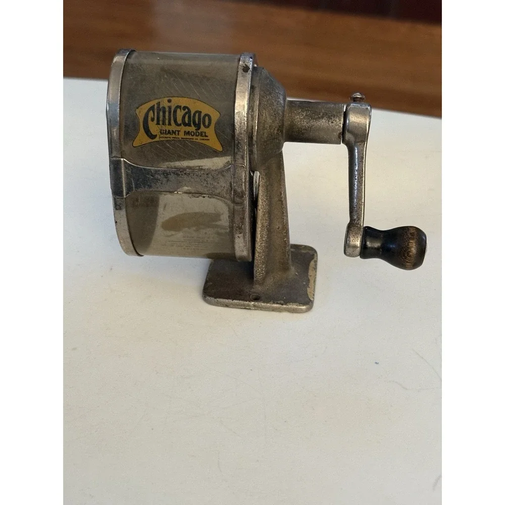 Vintage Chicago  Automatic Pencil Sharpener  Wood Handle Knob (1920s)